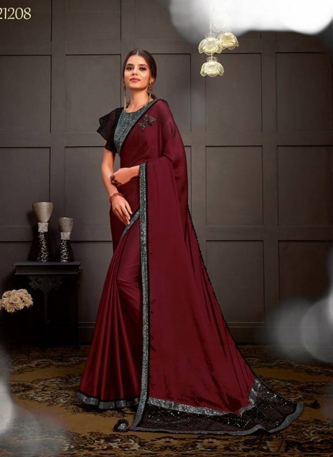 MAHOTSAV CELESTE Latest Collection Fancy Designer Party Wear Sequins Embroidery And Frill Work Western Stitched Sarees Collection